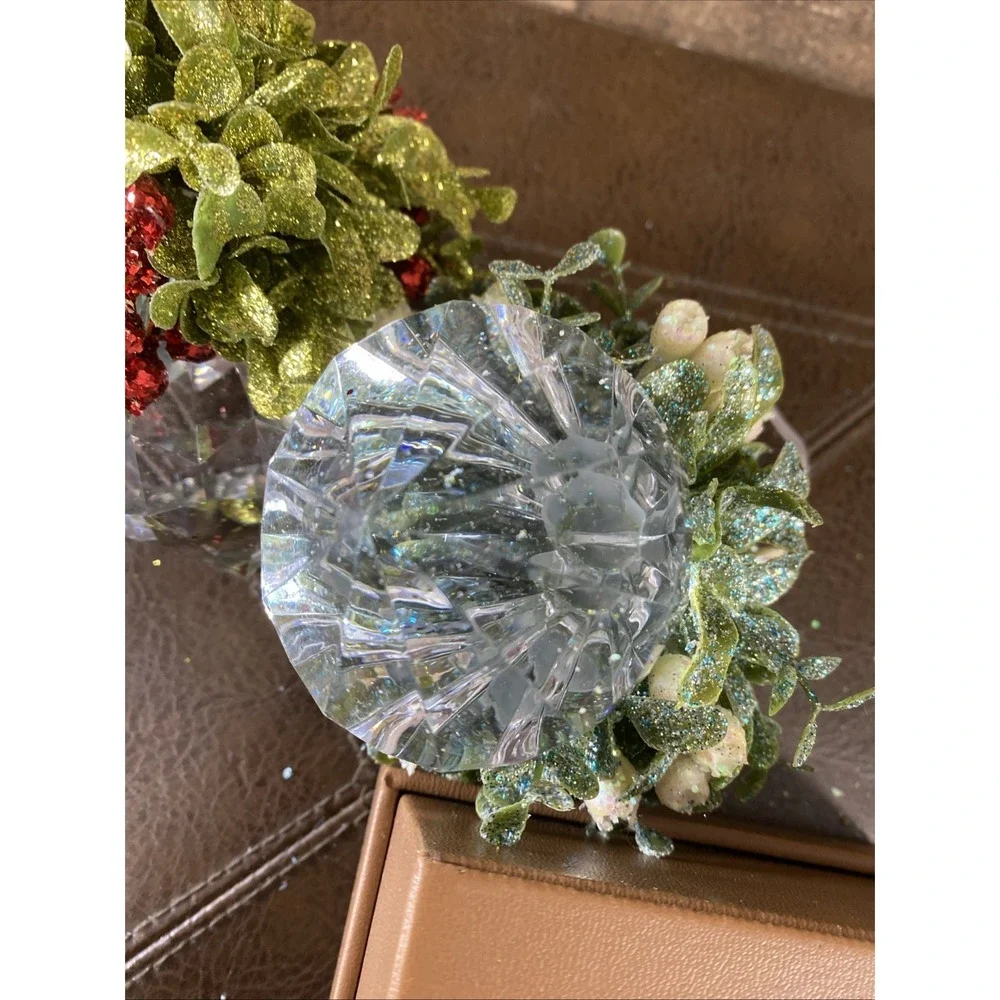 Ganz Christmas The Original Kissing Crystal Mistletoe Ornament Diamond Set‎ Of 2